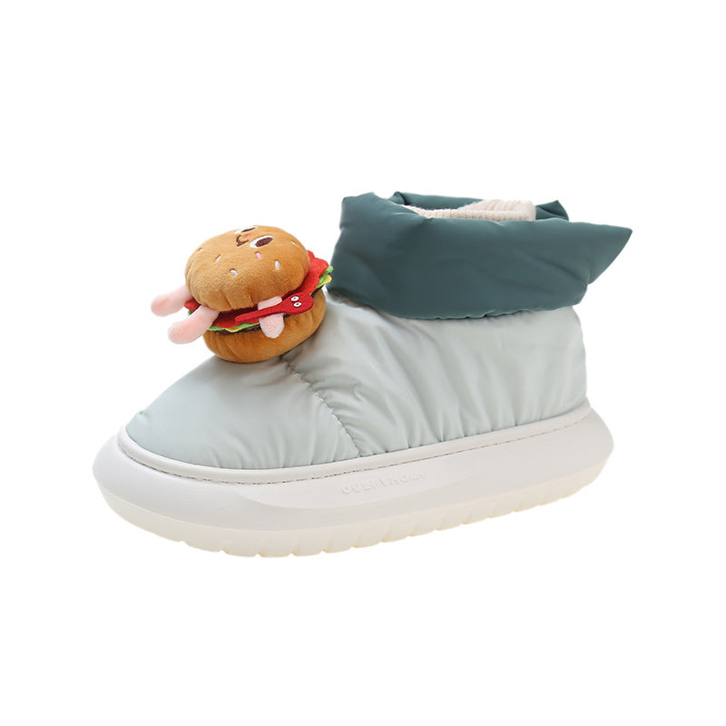 Wholesale Burgers Fries Cute Cartoon Snow Boots Velvet Thick-soled Rubber Winter Slippers